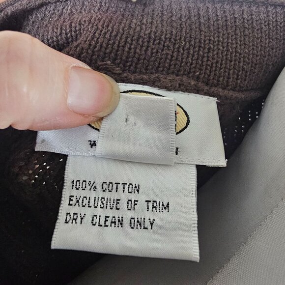 VTG Talbots Cotton Brown Waffle Knit Cardigan Jacket 3X Hidden Snap Distressed - Picture 7 of 9